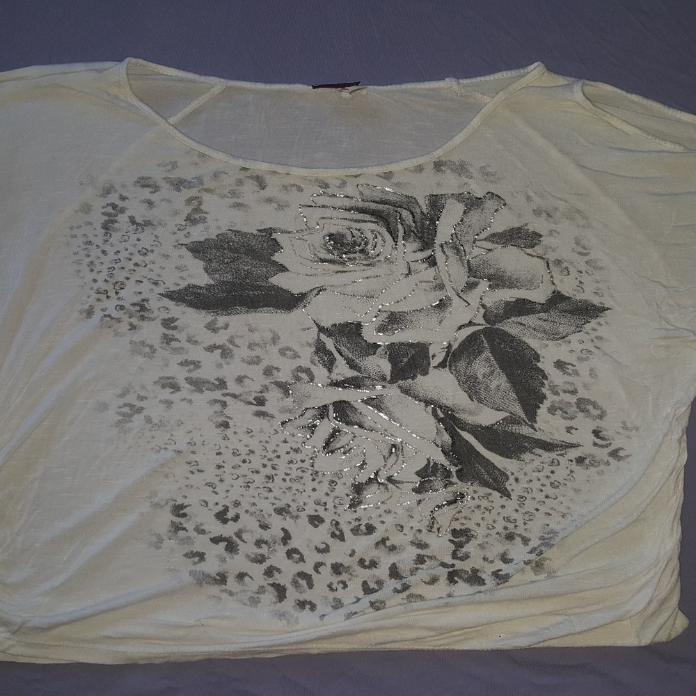 White Graphic Tee, Silver Outlining